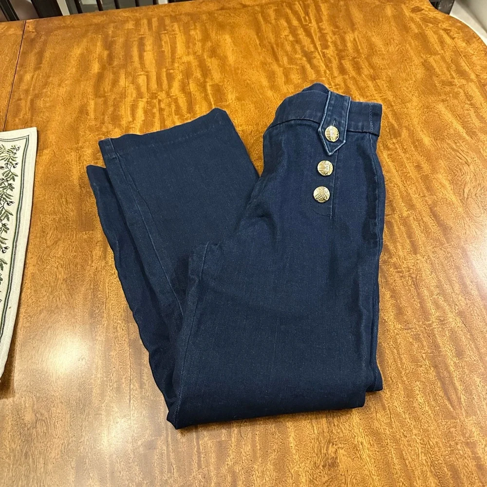 LILLY PULITZER women’s Navy Button-Detail Flare Pants